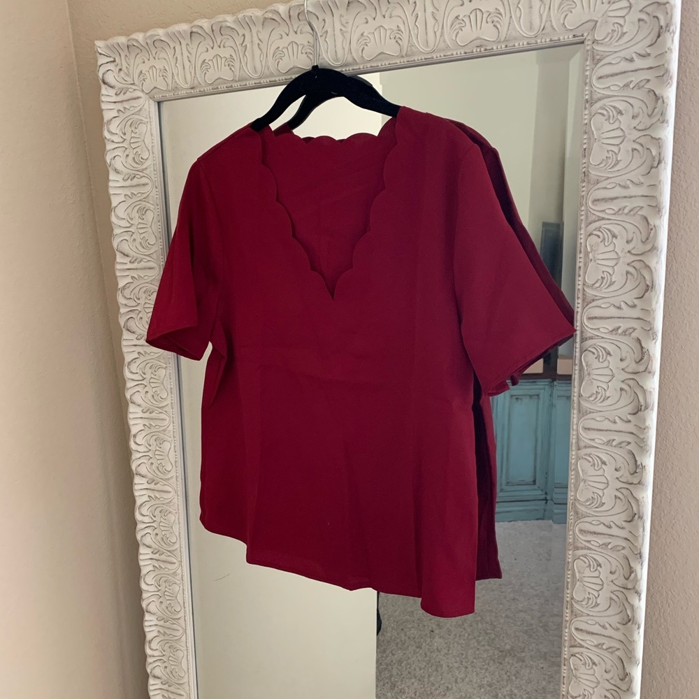 Maroon Scalloped Blouse